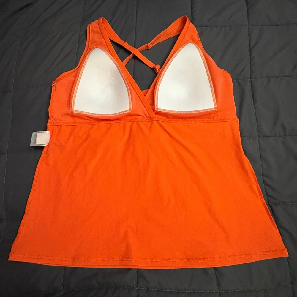 Lands' End V-Neck Plunge X Back Tankini Top - Size: Small Long - NWT